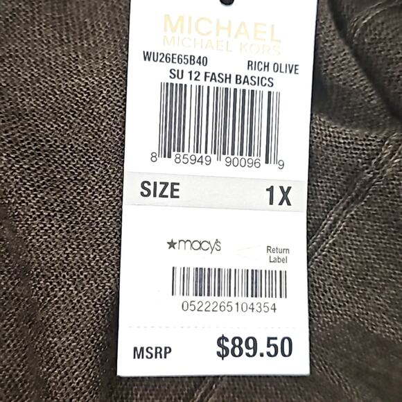 Michael Michael Kors for Macys Rich Olive Open Front Cropped Sweater Sz 1X (NWT) - Picture 9 of 12